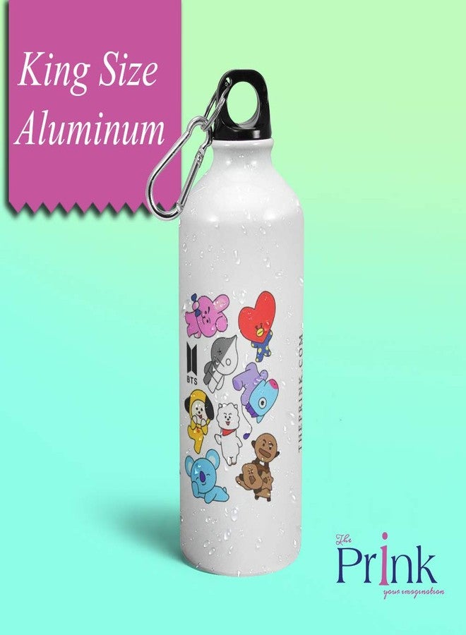 Prink Aluminum Water Bottle (White, 600 ml) Set of 1 - Image 2